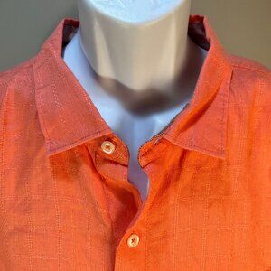 Tommy Bahama Men's salmon pink textured 100% Linen short sleeve shirt 3XL XXXL